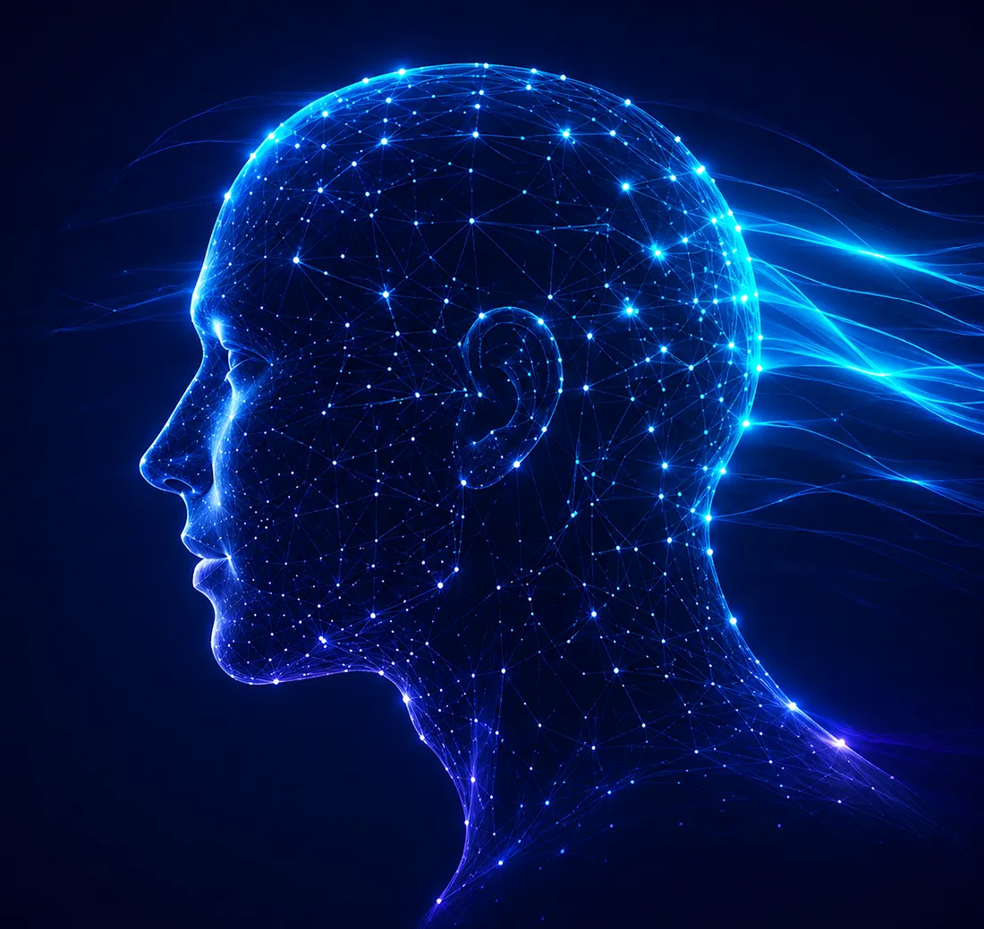 Visualisierung einer agentischen KI, die Zusammenhänge erkennt, Entscheidungen trifft und Geschäftsprozesse intelligenter automatisiert als klassische RPA-Lösungen.
