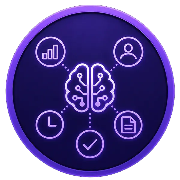 Symbol für intelligente Entscheidungen: Ein KI-Agent analysiert Zusammenhänge, berücksichtigt den Kontext und trifft fundierte Entscheidungen statt starrer regelbasierter Abläufe.